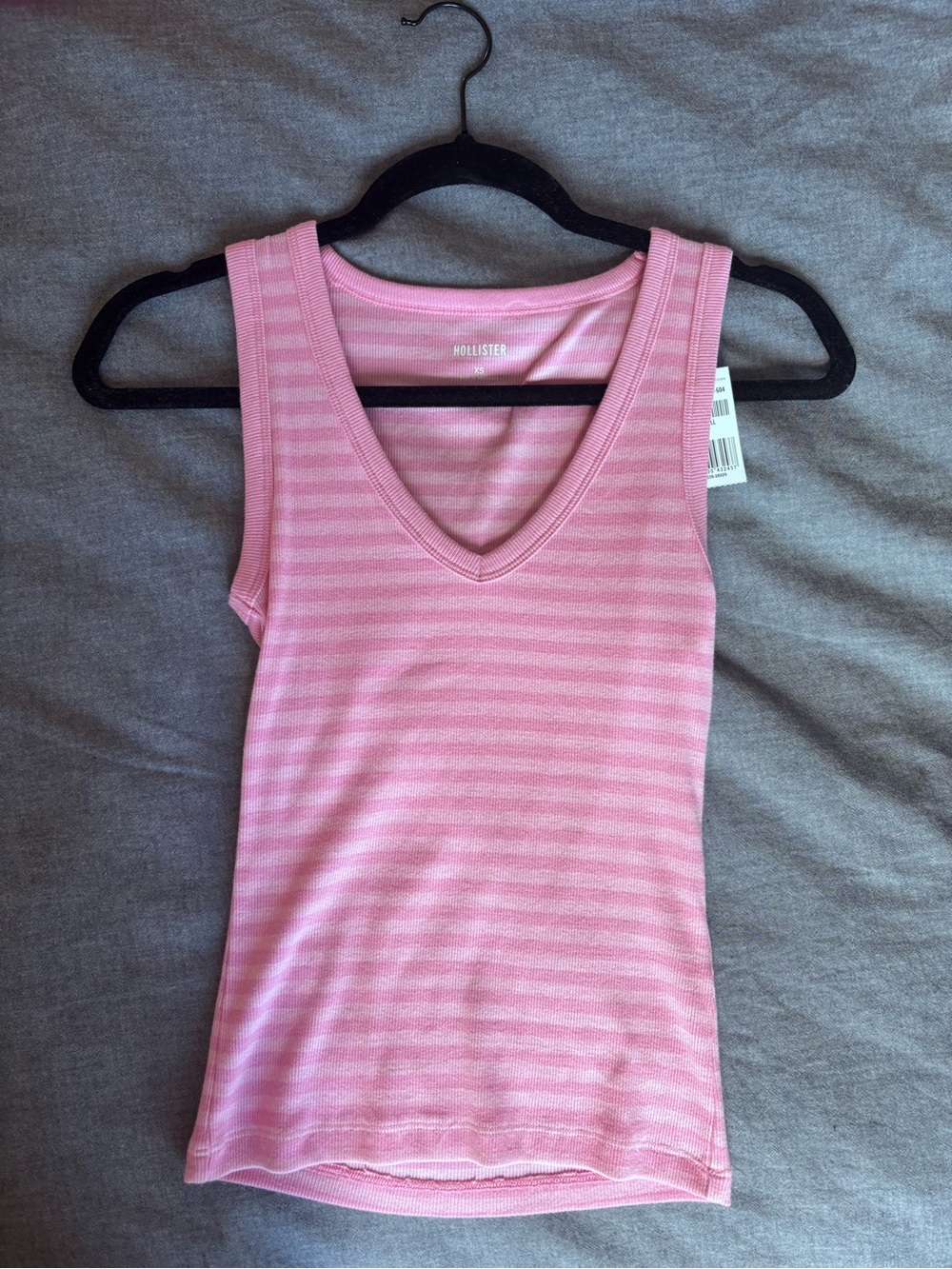 Hollister Light Pink Striped V-Neck Tank